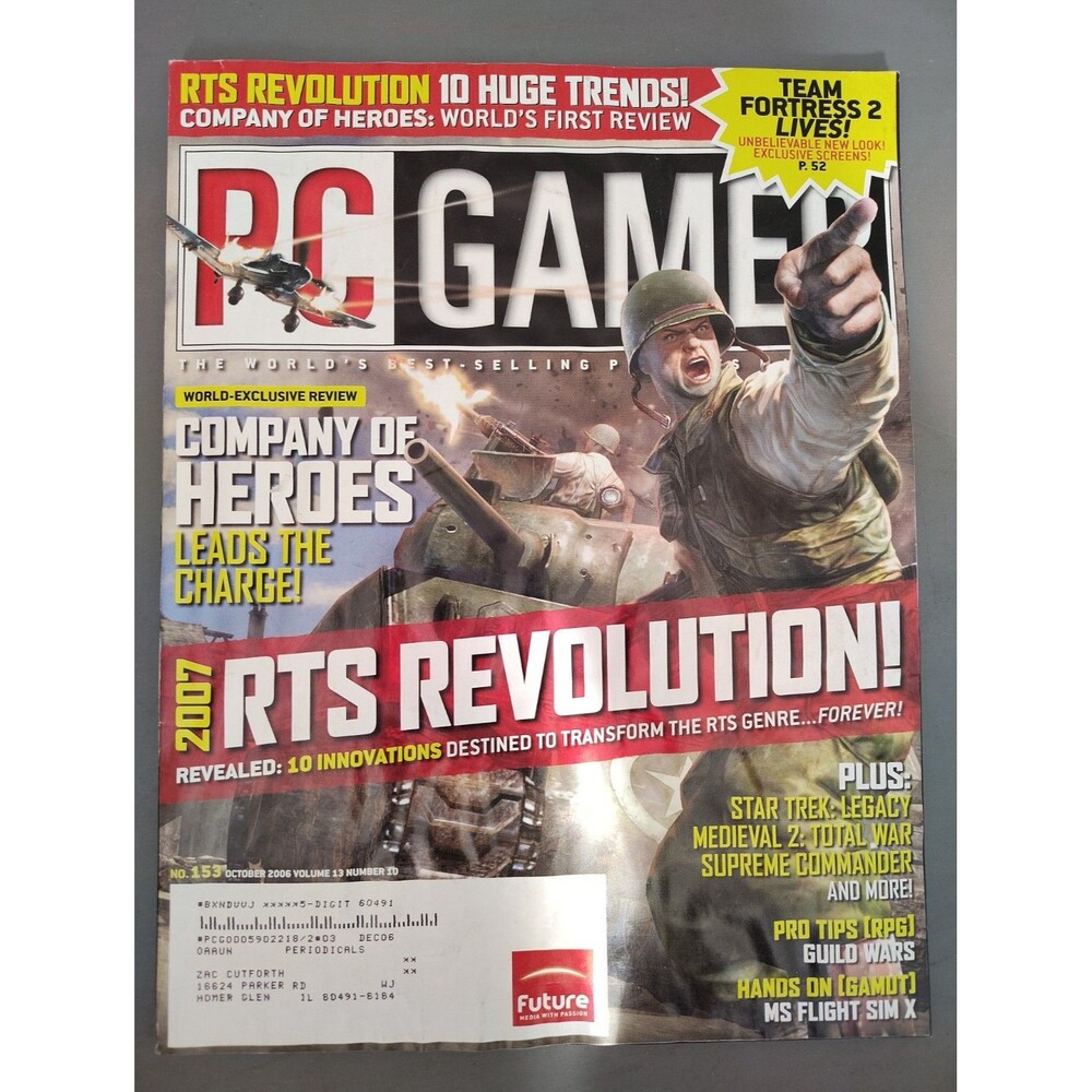 #153 Oct 2006 PC Gamer Video Game Magazine - Company Of Heroes